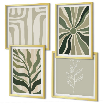 Polyptyque z cadres Motifs végétaux minimalistes verts