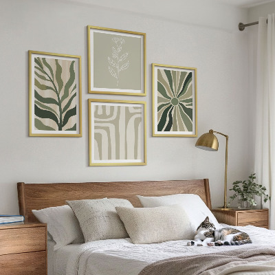 Polyptyque z cadres Motifs végétaux minimalistes verts