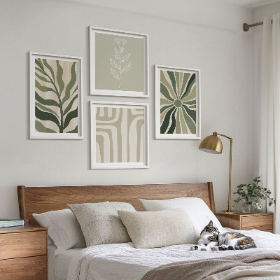 Polyptyque z cadres Motifs végétaux minimalistes verts