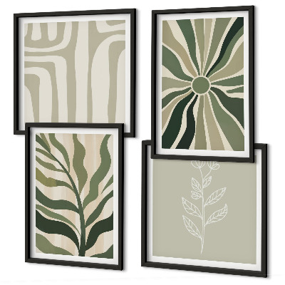 Polyptyque z cadres Motifs végétaux minimalistes verts