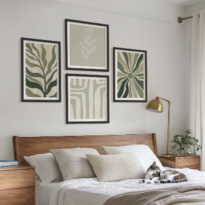 Polyptyque z cadres Motifs végétaux minimalistes verts