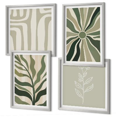 Polyptyque z cadres Motifs végétaux minimalistes verts