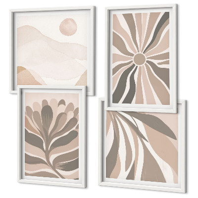 Ensemble de 4 tableaux Motifs végétaux abstraits