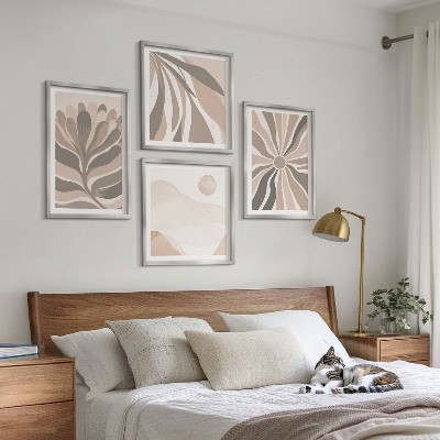Ensemble de 4 tableaux Motifs végétaux abstraits