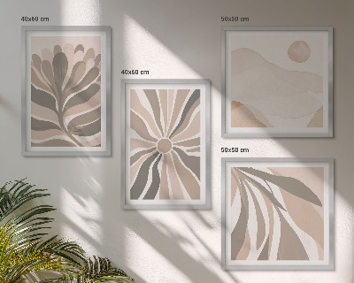 Ensemble de 4 tableaux Motifs végétaux abstraits