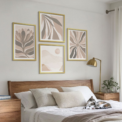 Ensemble de 4 tableaux Motifs végétaux abstraits
