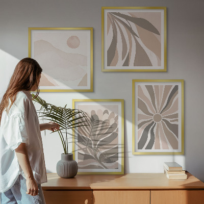 Ensemble de 4 tableaux Motifs végétaux abstraits