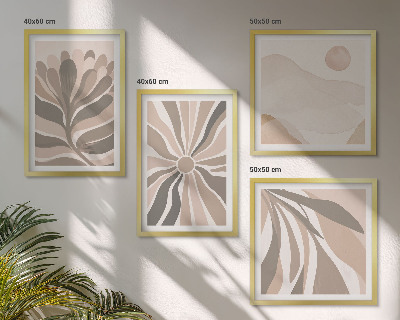 Ensemble de 4 tableaux Motifs végétaux abstraits