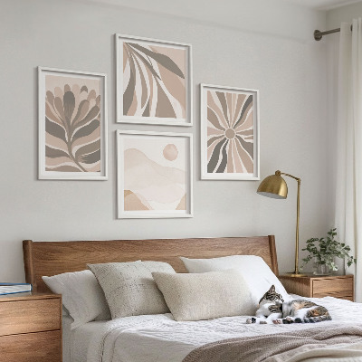 Ensemble de 4 tableaux Motifs végétaux abstraits