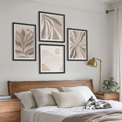 Ensemble de 4 tableaux Motifs végétaux abstraits