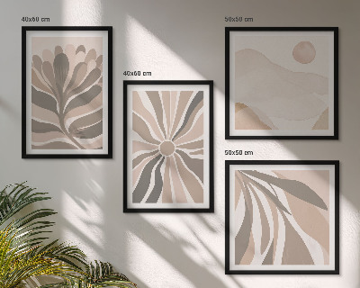 Ensemble de 4 tableaux Motifs végétaux abstraits