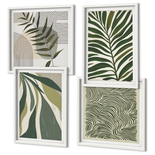 Polyptyque z cadres Illustrations pastel de feuilles ondulées