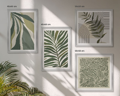 Polyptyque z cadres Illustrations pastel de feuilles ondulées