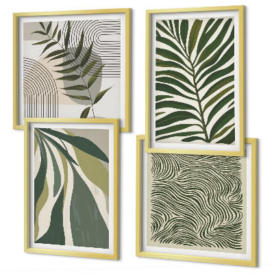 Polyptyque z cadres Illustrations pastel de feuilles ondulées