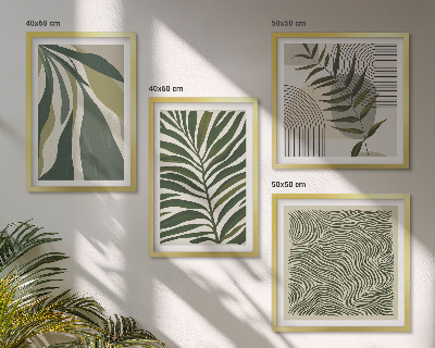 Polyptyque z cadres Illustrations pastel de feuilles ondulées