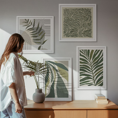 Polyptyque z cadres Illustrations pastel de feuilles ondulées