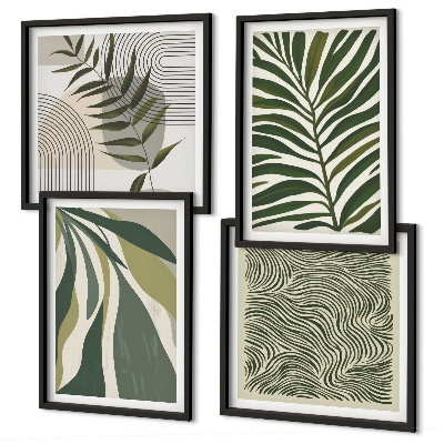 Polyptyque z cadres Illustrations pastel de feuilles ondulées