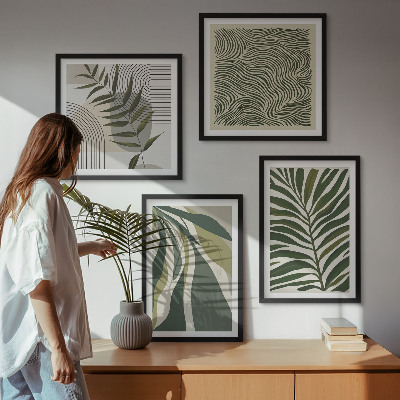 Polyptyque z cadres Illustrations pastel de feuilles ondulées