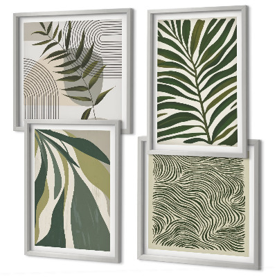 Polyptyque z cadres Illustrations pastel de feuilles ondulées