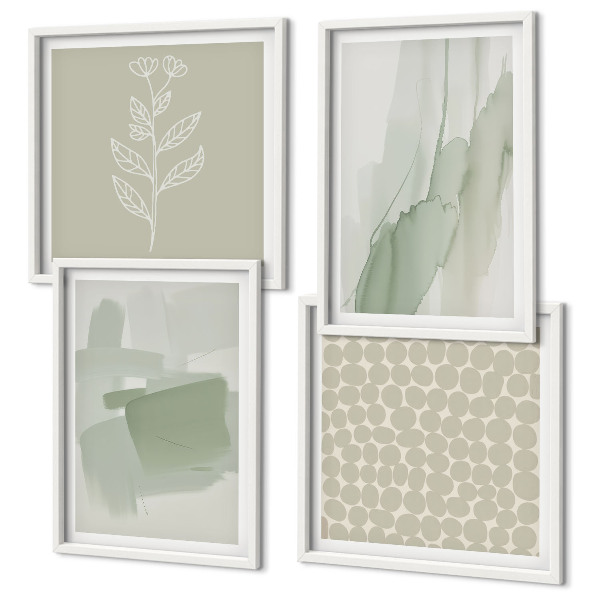Ensemble de 4 tableaux Plantes abstraites à l'aquarelle