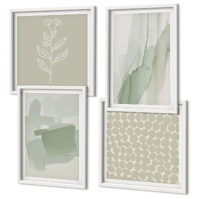 Ensemble de 4 tableaux Plantes abstraites à l'aquarelle