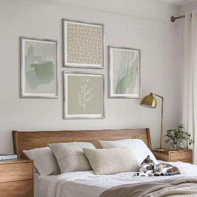 Ensemble de 4 tableaux Plantes abstraites à l'aquarelle