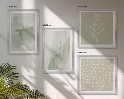 Ensemble de 4 tableaux Plantes abstraites à l'aquarelle