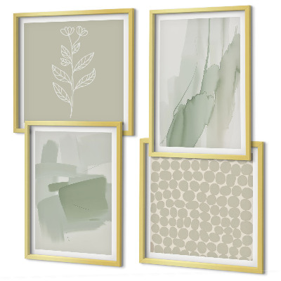 Ensemble de 4 tableaux Plantes abstraites à l'aquarelle