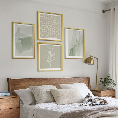 Ensemble de 4 tableaux Plantes abstraites à l'aquarelle