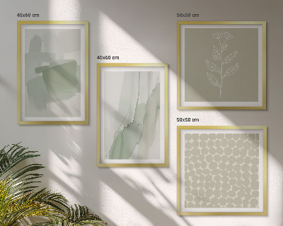 Ensemble de 4 tableaux Plantes abstraites à l'aquarelle