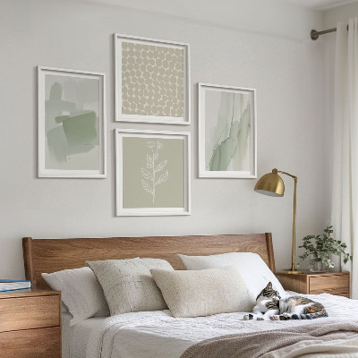 Ensemble de 4 tableaux Plantes abstraites à l'aquarelle
