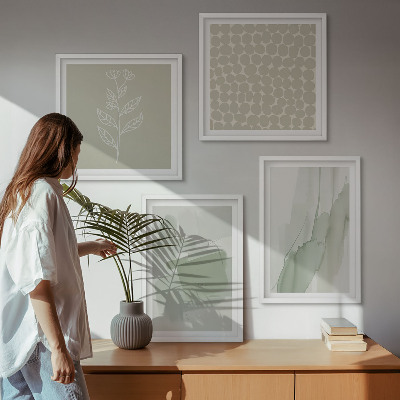 Ensemble de 4 tableaux Plantes abstraites à l'aquarelle