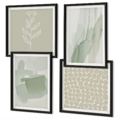 Ensemble de 4 tableaux Plantes abstraites à l'aquarelle
