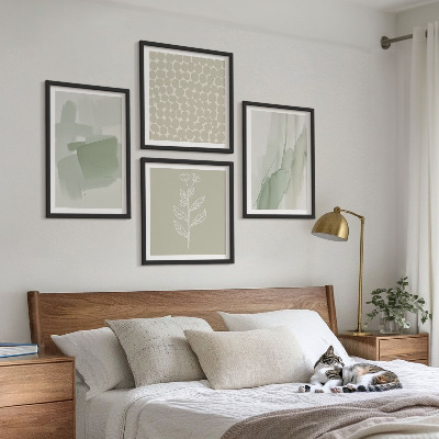Ensemble de 4 tableaux Plantes abstraites à l'aquarelle