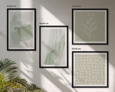 Ensemble de 4 tableaux Plantes abstraites à l'aquarelle