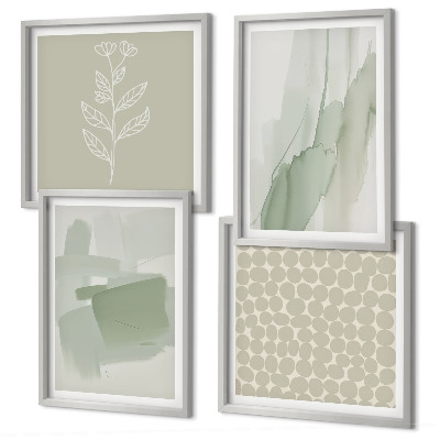 Ensemble de 4 tableaux Plantes abstraites à l'aquarelle