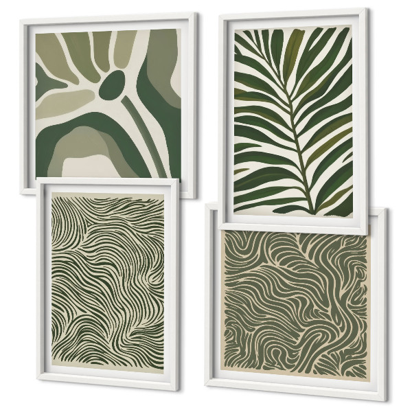 Mur de tableaux Motifs de feuilles et formes ondulées