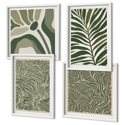 Mur de tableaux Motifs de feuilles et formes ondulées