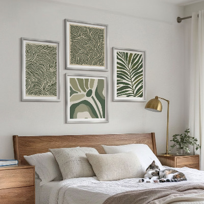 Mur de tableaux Motifs de feuilles et formes ondulées
