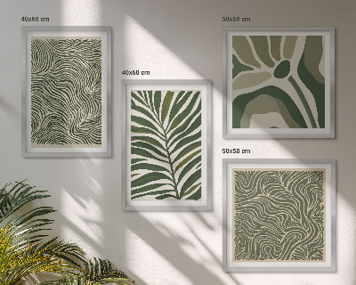 Mur de tableaux Motifs de feuilles et formes ondulées