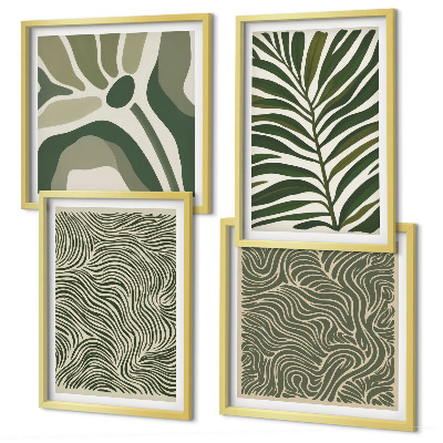 Mur de tableaux Motifs de feuilles et formes ondulées