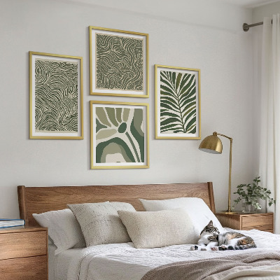 Mur de tableaux Motifs de feuilles et formes ondulées