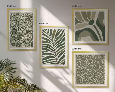 Mur de tableaux Motifs de feuilles et formes ondulées
