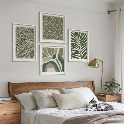 Mur de tableaux Motifs de feuilles et formes ondulées