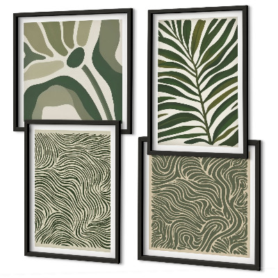 Mur de tableaux Motifs de feuilles et formes ondulées