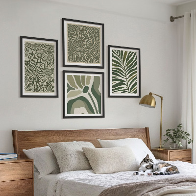 Mur de tableaux Motifs de feuilles et formes ondulées