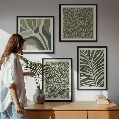 Mur de tableaux Motifs de feuilles et formes ondulées