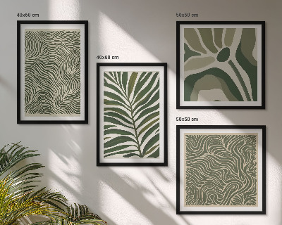 Mur de tableaux Motifs de feuilles et formes ondulées