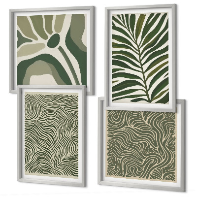 Mur de tableaux Motifs de feuilles et formes ondulées