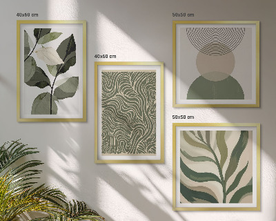 Polyptyque z cadres Feuilles, formes géométriques abstraites